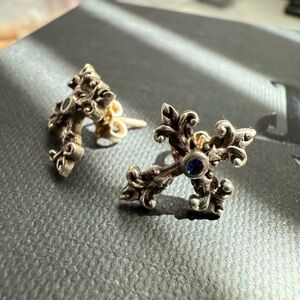 Night Rider Silver Earrings with blue gemstone